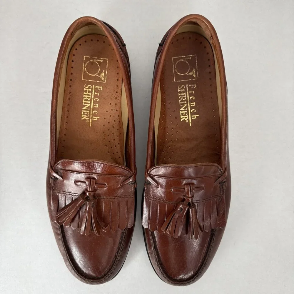 French Shriner‎ Brown Tassel Loafers 10.5 M Drexel Leather Comfort Casual Dress